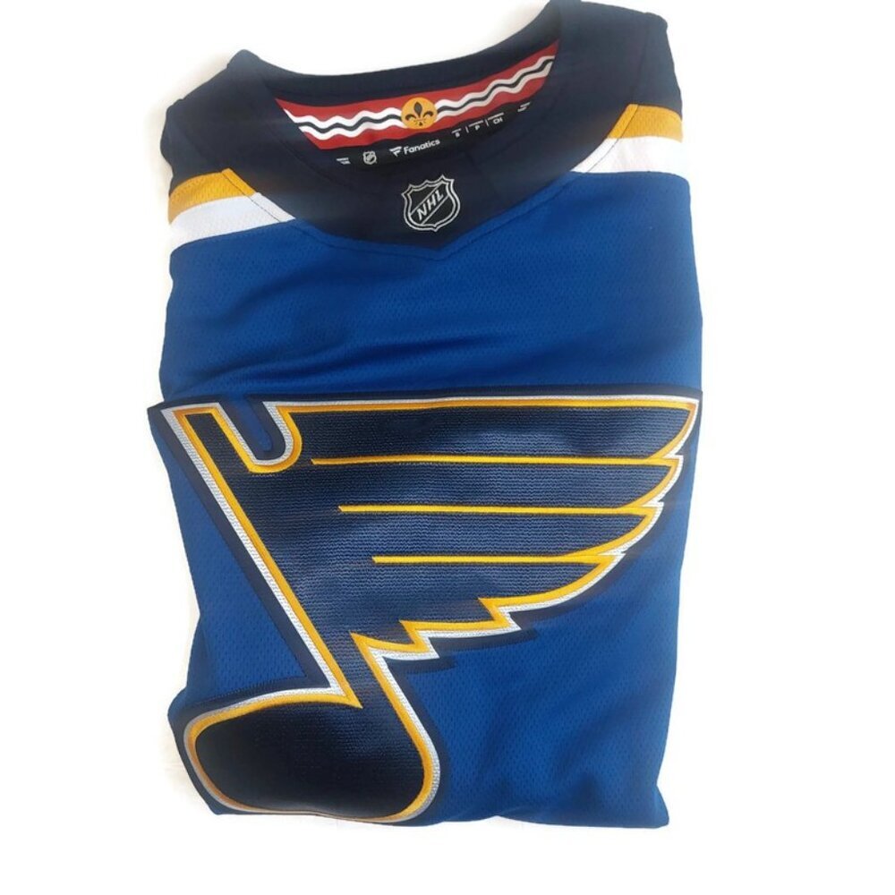 Fanatics Mens Size Small St Louis Blues Breakaway Home NHL Jersey Blue Yellow - Picture 6 of 6